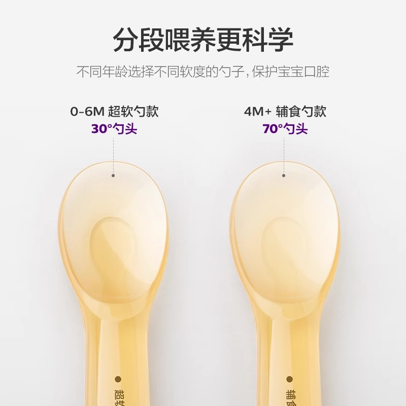 飞利浦新安怡 宝宝学吃饭训练勺子硅胶勺婴儿辅食勺儿童餐具 单支