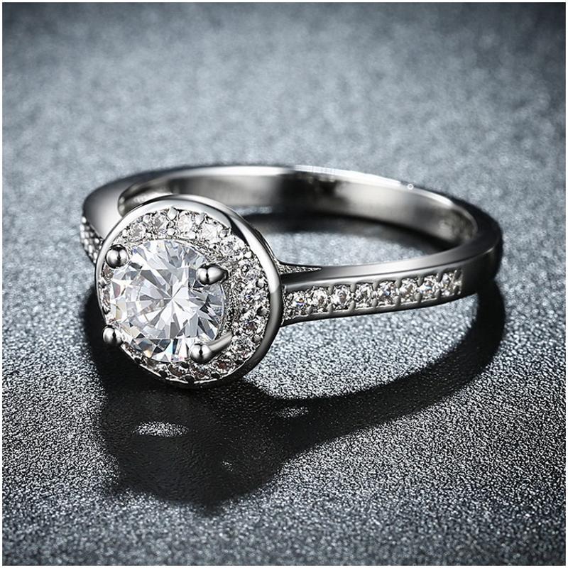 R821-CCouple Love Gold Rings铂金订婚戒指男女钻石情侣简约日韩送女朋友七夕情人节礼物
