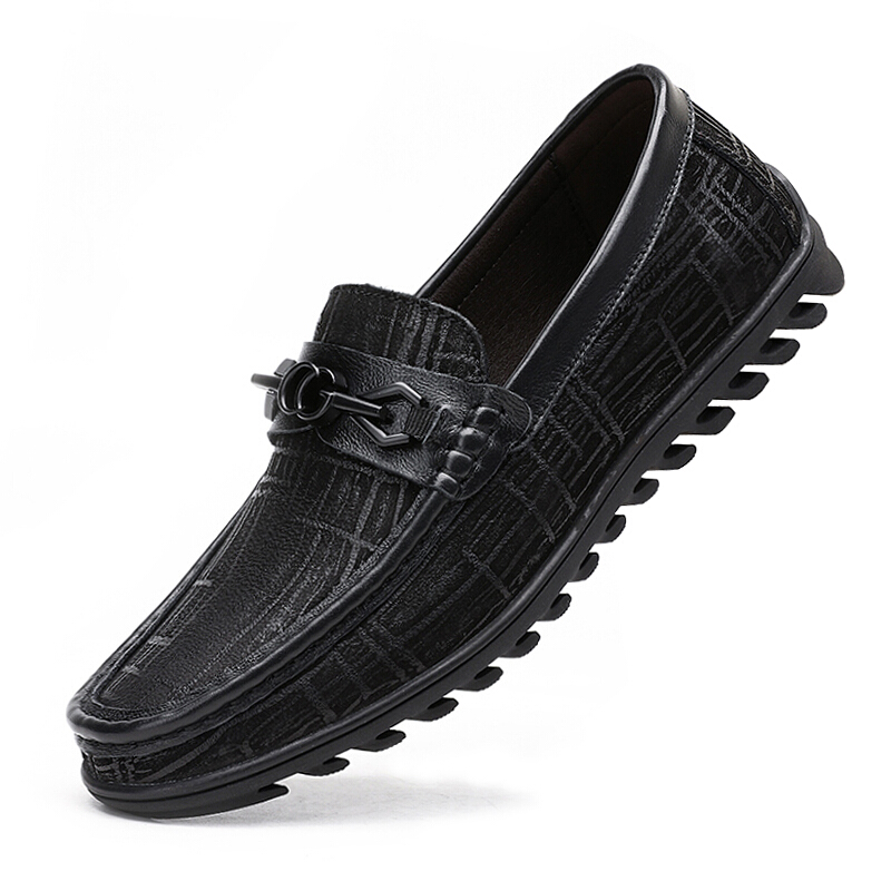 百丽牧貂真皮减震男士豆豆鞋透气懒人休闲皮鞋耐磨底轻便驾车鞋百搭