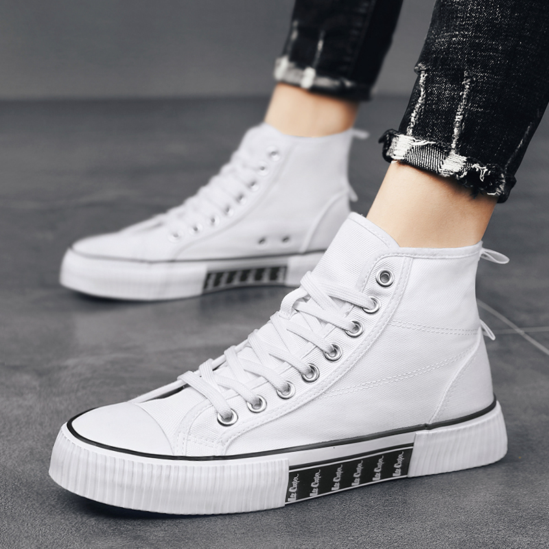 述雅高帮帆布男鞋夏季潮流韩版小白平底板鞋百搭休闲秋季白色布鞋潮鞋