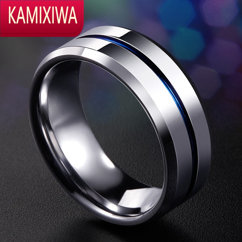 kamixiwa钨金蓝色开啤酒起子开瓶器男士戒指个性食指中指潮人网红男