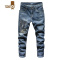 YANXU2023新款国潮刺绣牛仔裤男修身型小直筒潮牌男装休闲潮流大码长裤
