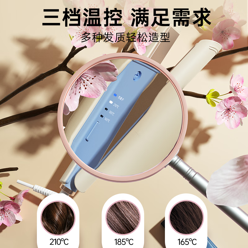 雷瓦(RIWA)直板夹 卷发棒 直卷两用 负离子不伤发 迷你直发夹板 学生宿舍烫发夹板 RB-8150 蓝白色高清大图