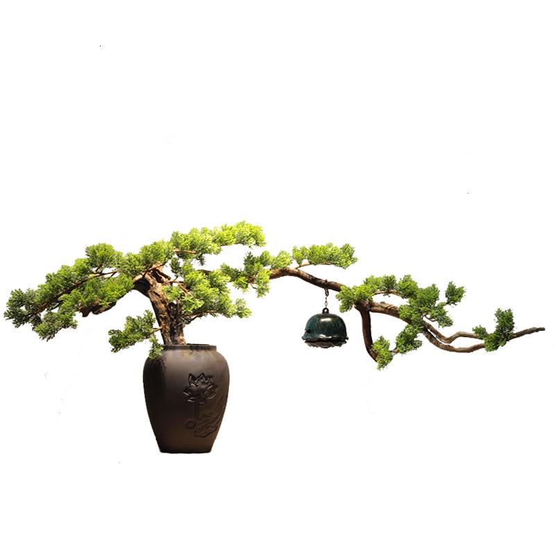 新中式风化木根迎客松盆景 陶瓷花盆禅意摆件 倒流香软装博古架 三维工匠 倒流香炉(有需要可单独购买)高清大图