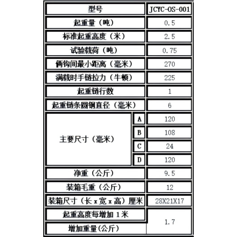 JCYC 圆形手拉葫芦 JCYC-OS-001 台高清大图