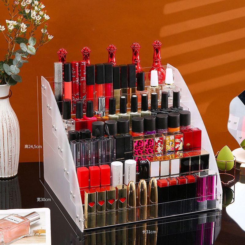 透明防尘口红收纳盒带盖亚克力收纳架唇釉加高桌面化妆整理口红架7层阶梯口红架报价 参数 图片 视频 怎么样 问答 苏宁易购