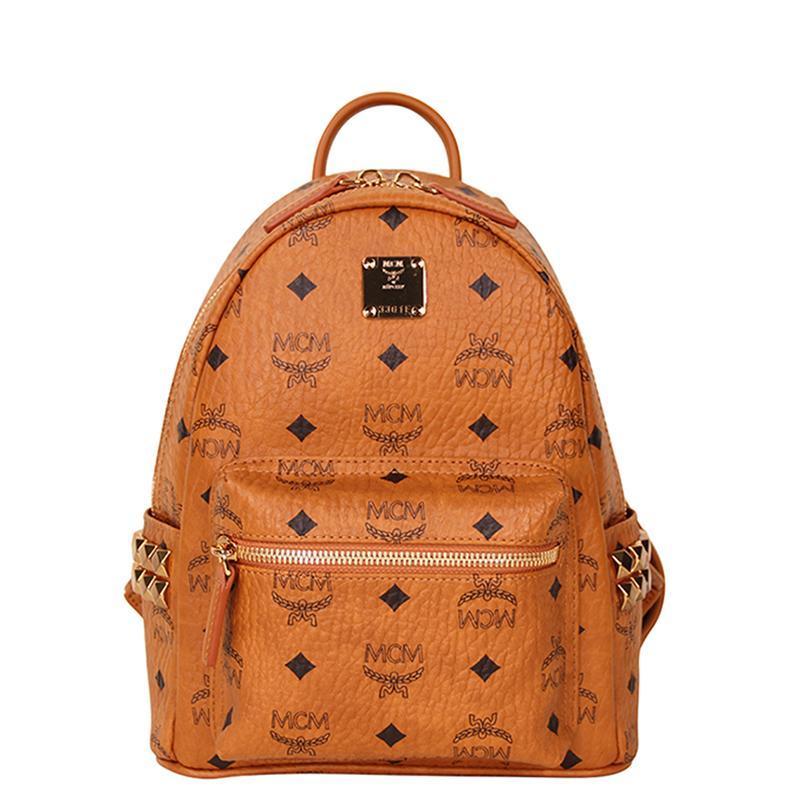 [直营]MCM Stark 系列 欧美时尚 男女通用 涂层帆布 迷你铆钉 双肩背式 双肩包