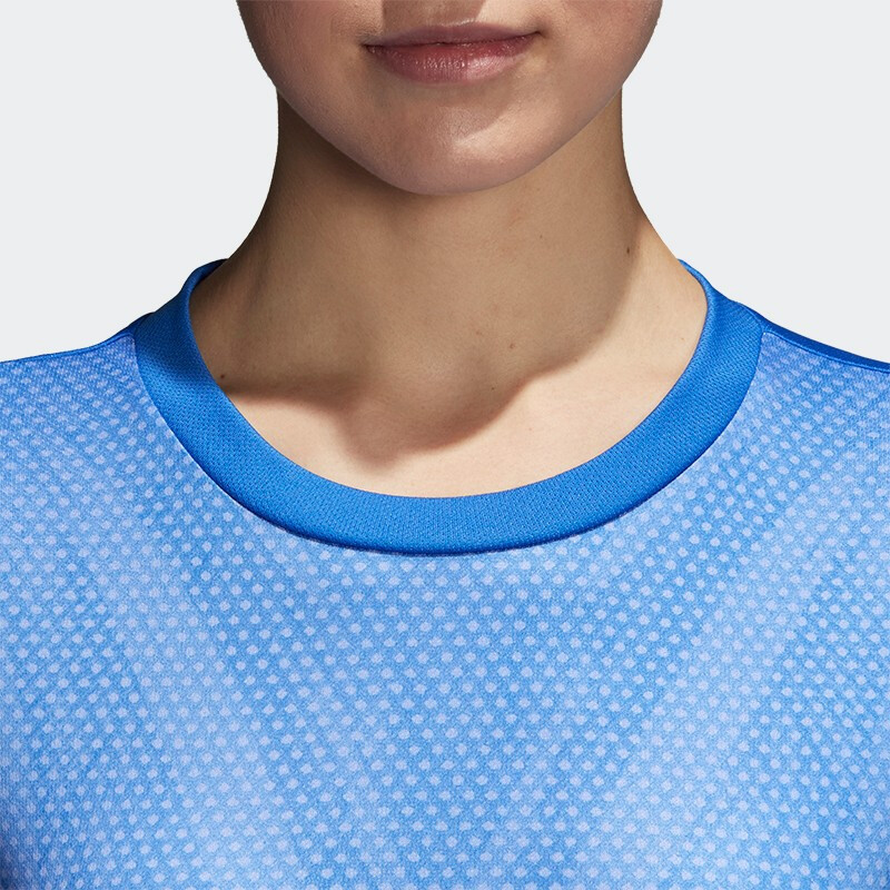 阿迪达斯 (adidas)羽毛球短袖女款圆领T恤休闲运动短袖针织速干透气春夏 女款蓝色CF4820 (S-XXL)