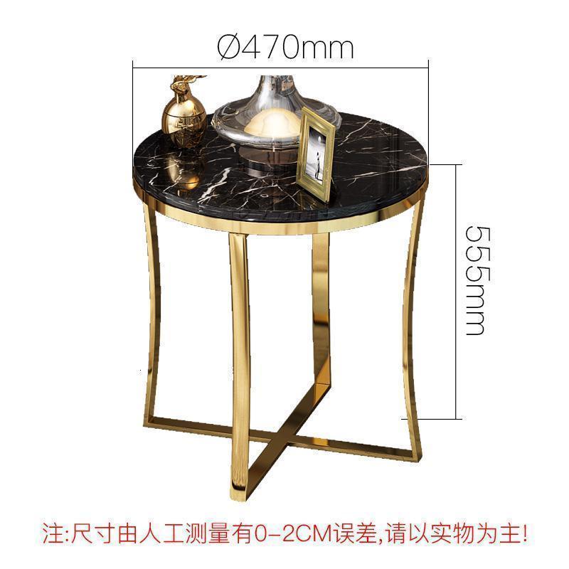 森美人现代简约美式角几客厅边几轻奢大理石沙发边几圆形小茶几 款式5：黑白根
