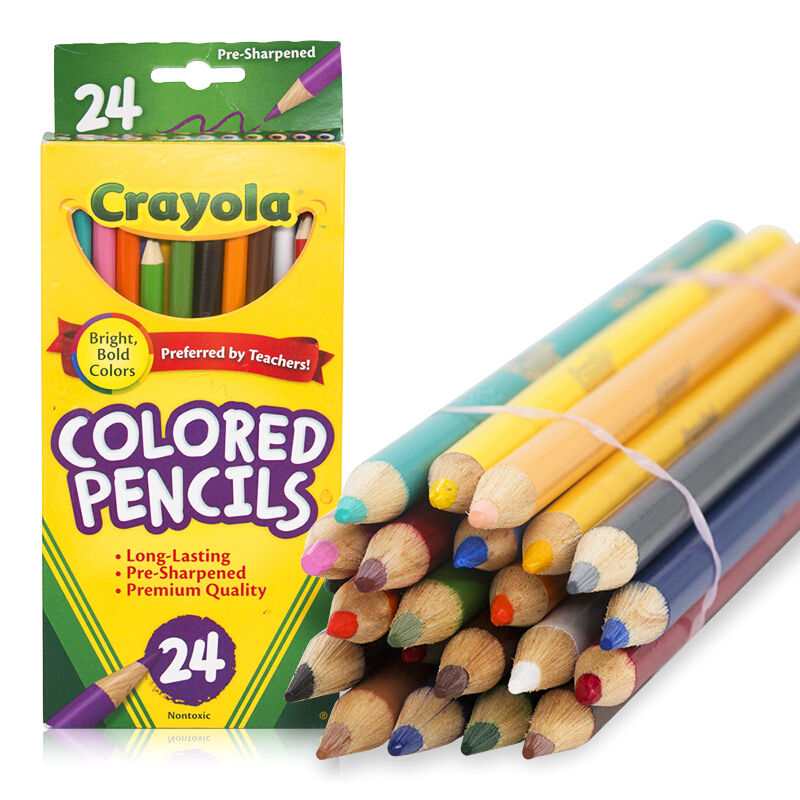 绘儿乐crayola24色长款彩铅绘画套装笔儿童专用安全涂鸦68-4024