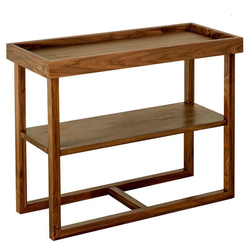 森美人尚美木作北欧现代简约纯实木黑胡桃木边几双层置物架榫卯沙发边几 黑胡桃木60*32*60