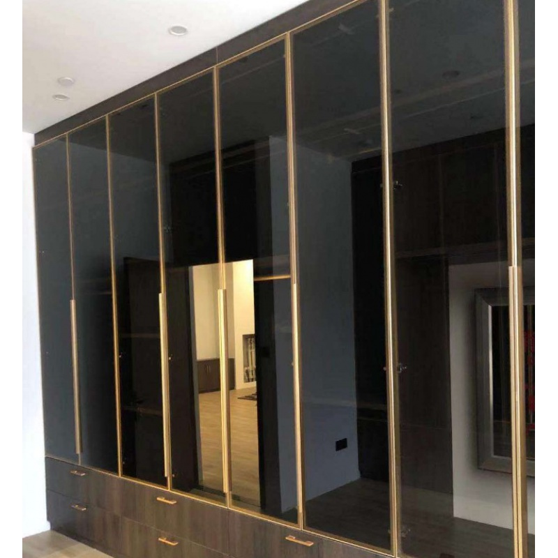 玻璃衣柜定制简约现代对开极简闪电客轻奢衣柜衣帽间卧室柜定做