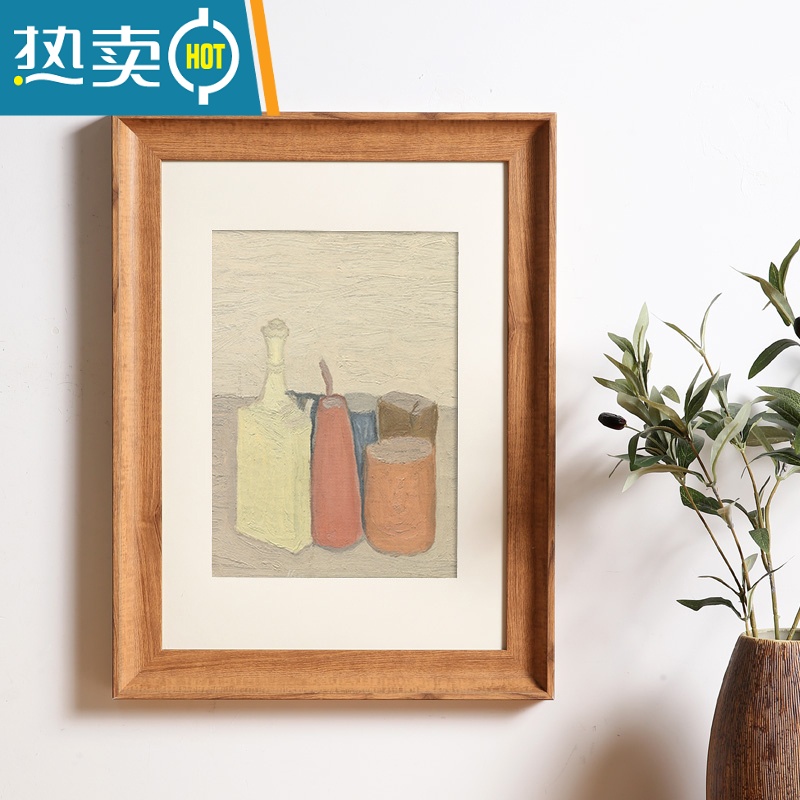 敬平复古画框装裱木质相框挂墙四4k8k八开水彩素描a3a4纸油画框架18寸 咖啡色 A4[可放21*29.7厘米]摆挂两高清大图