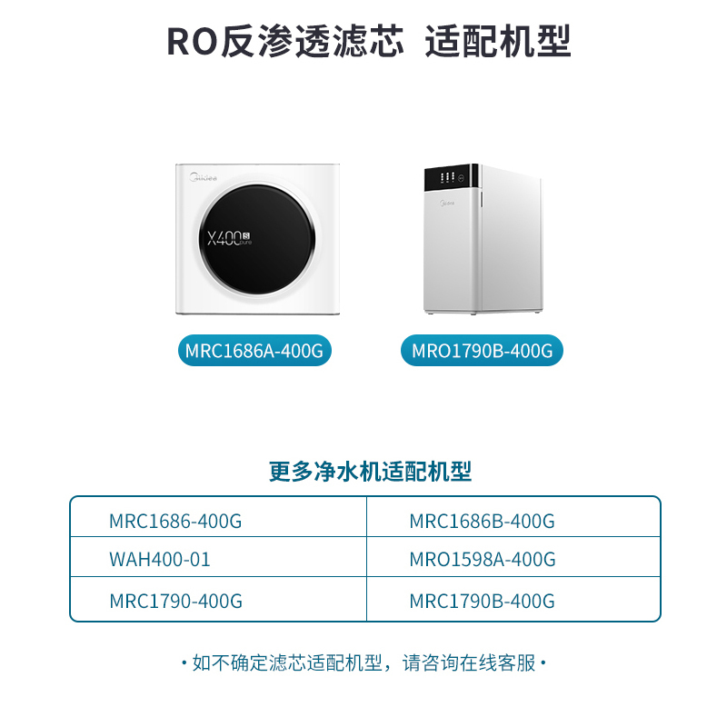 [美的自营净水器滤芯]适用于净水器MRC1686A-400G MRC1790B-400GS1滤芯RO-400G
