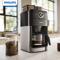 飞利浦(PHILIPS)美式咖啡机 全自动 豆粉两用家用办公室研磨一体机 带咖啡壶 [流光银]HD7762/00