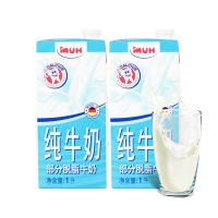 进口牛奶 德国原装进口 牧牌MUH 甘蒂牧场部分脱脂 纯牛奶1L*2盒