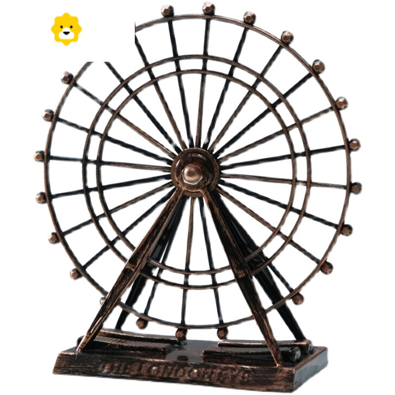 欧式复古铁艺做旧工艺摩天轮模型创意家居客厅酒柜装饰品摆件摆设jing