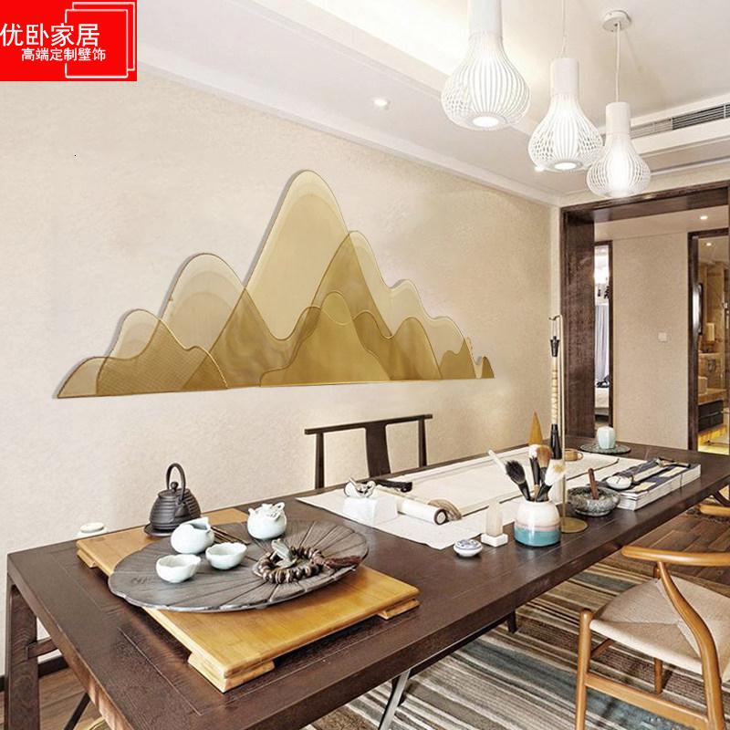 新中式客厅沙发背景墙上装饰品铁艺墙面装饰挂件室内墙饰金属壁饰 三维工匠 尺寸颜色可定制高清大图