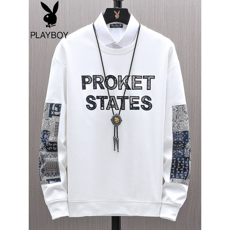 花花公子潮流ins卫衣男士长袖t恤韩版宽松打底上衣潮牌学生体恤衫