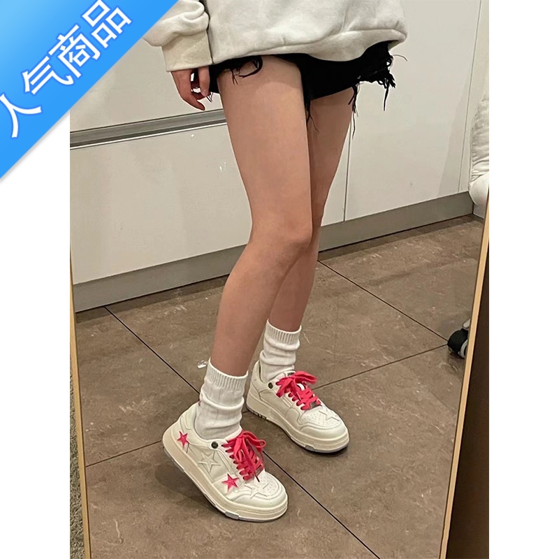 SUNTEK小众厚底星星休闲板鞋女2023春季新款时尚百搭运动增高街拍小百S高清大图