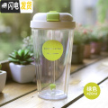 三维工匠杯子女学生夏天带吸管的杯奶茶塑料咖啡杯网红水杯夏季创意潮流 （吸管不防漏）绿色双层防烫420ml