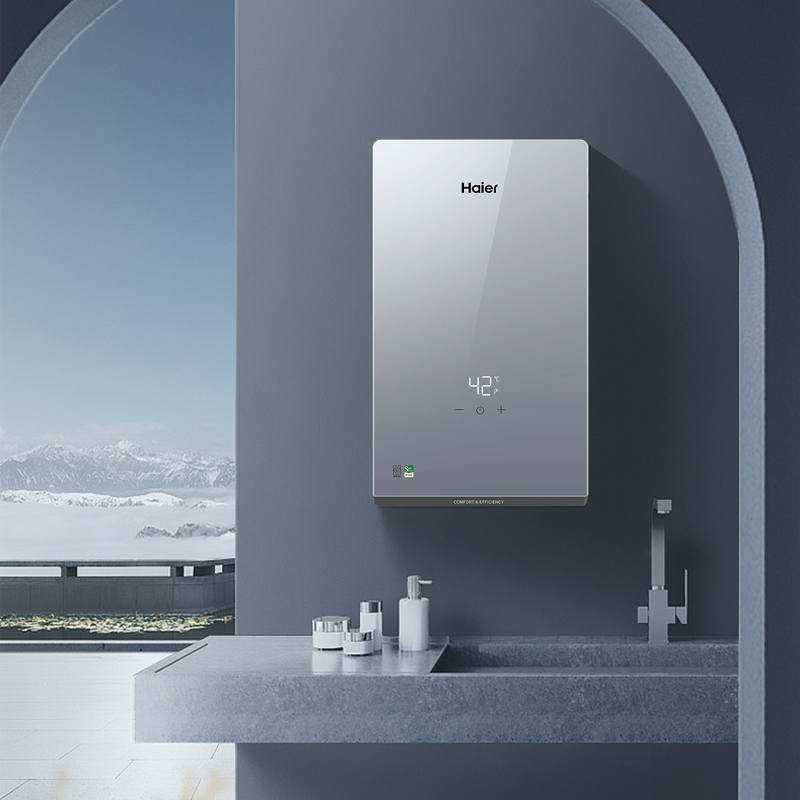海尔(Haier)电热水器小型超薄即热式电热水器速热超薄多功率大功率快速制热活水洗浴双重净化安全防电墙85ZE1高清大图
