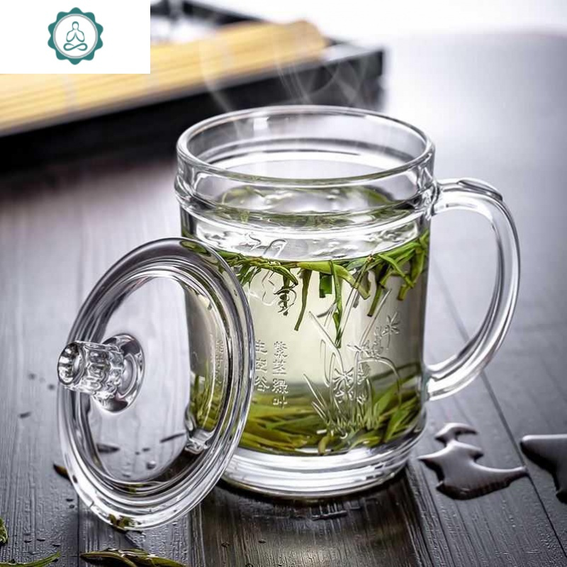 喝茶透明大号开水玻璃杯单层红茶盖绿茶热卖水杯带玻璃饮水大家用封后