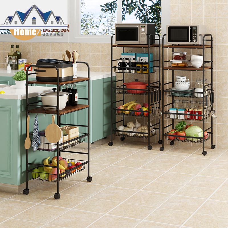 厨房置物架落地式多层厨房用品放菜微波炉烤箱收纳储物省空间架子_6_185高清大图