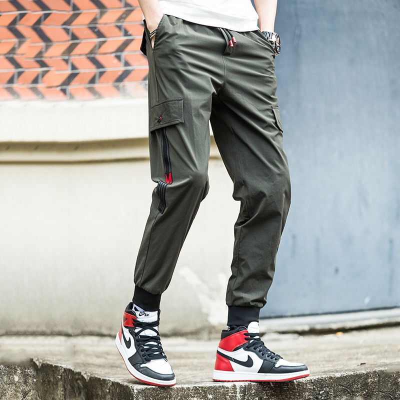 梵克公牛工装裤男ins牌学生青年男士休闲长裤流嘻哈束脚裤男士小脚裤