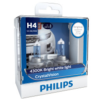 飞利浦(PHILIPS)水晶之光新银战士H4升级型汽车灯泡大灯灯泡近光灯远光灯卤素灯2支装 色温4300K
