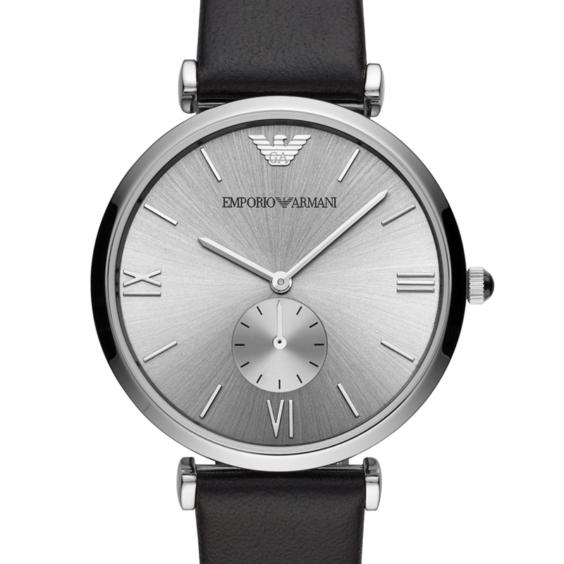 阿玛尼(EMPORIO.ARMANI)手表 皮质表带经典时尚休闲情侣石英表腕表AR90003