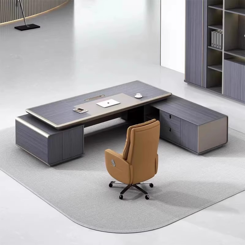 质凡轻奢高级感经理主管桌文件柜高清大图