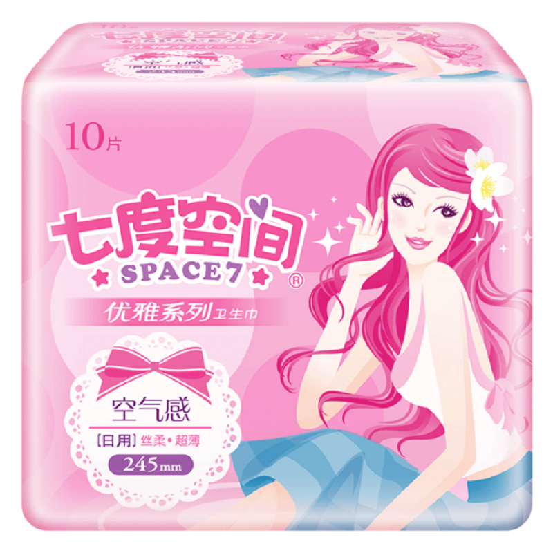 七度空间优雅系列卫生巾姨妈巾组合装 日用棉柔245mm 10片6包60片