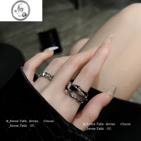 JiMi几何冷淡风ins黑水晶戒指小众设计时尚个性高级感开口戒网红女潮