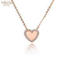 梦克拉 Mkela 18k金群镶钻石吊坠 明心 心形k金坠子 坠链一体 吊坠 黄金 定价 18K金 送朋友