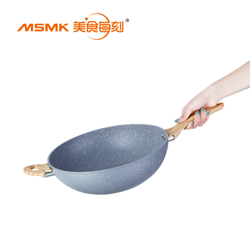 美食每刻麦饭石近无油烟不粘锅炒锅家用炒菜锅平底锅电磁炉燃气灶通用