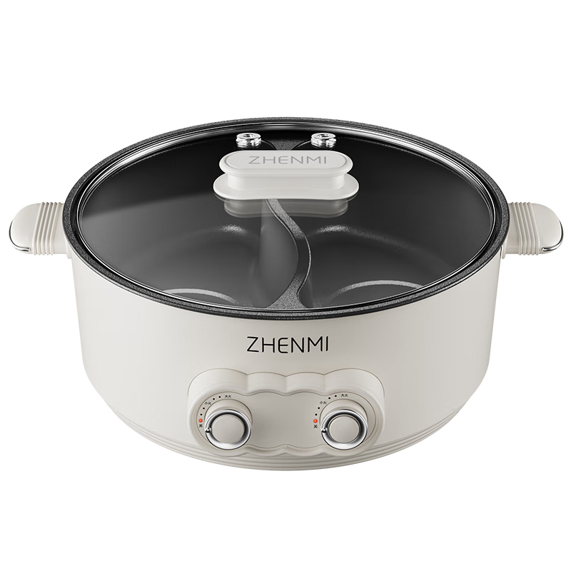 臻米电火锅6L分区双档控温不易沾涂层内锅ZMZG-4002-6D