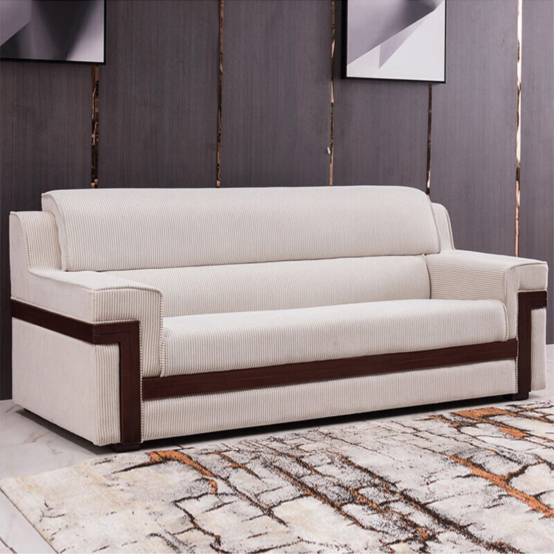 双朗 三人位布艺沙发 SL-HB808-3BY 2050*880*900mm 白色+胡桃色 张高清大图