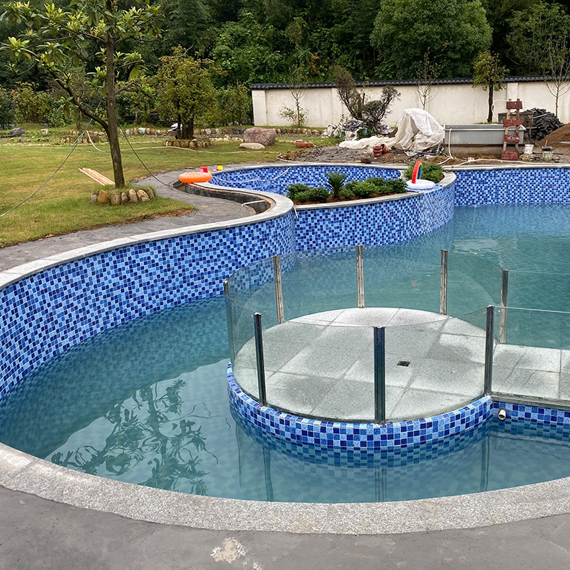 定制定制佛山陶瓷玻璃游泳池马赛克瓷砖户外水池鱼池室外蓝色墙地面