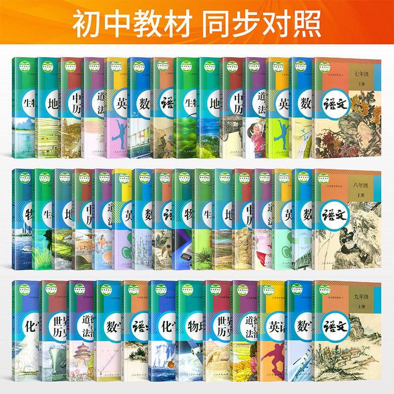 [人教版]语数英物化5本 九年级下 [正版]2024一遍过初中七年级八九年级上册下册语文数学英语物理化学政治历史地理生物高清大图