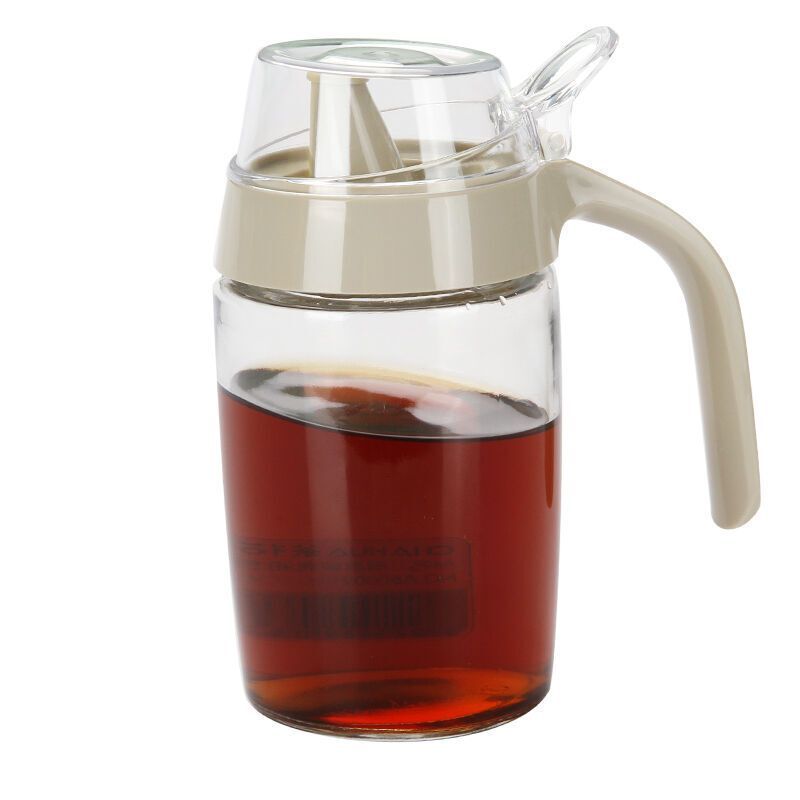 茶花厨房玻璃油壶调味罐硅胶密封油罐醋瓶酱油瓶带防尘盖防漏小号油瓶A60002 灰色375ML[加厚玻璃]玻璃瓶身