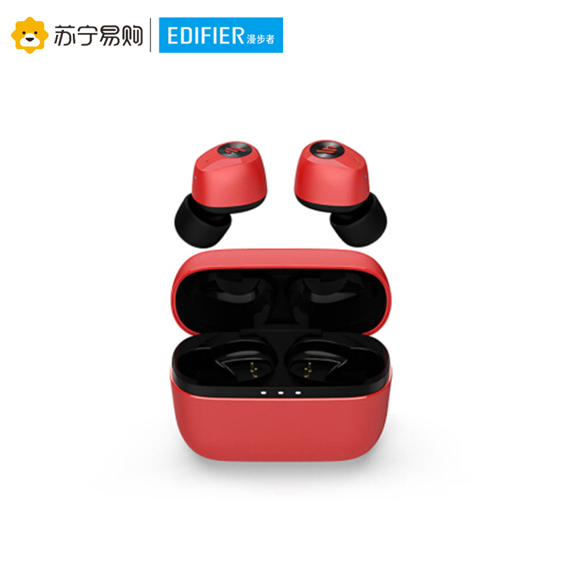 Edifier/漫步者 W2蓝牙耳机双耳真无线迷你超小隐形耳塞式运动跑步微型入耳式机男女生通用重低 红色