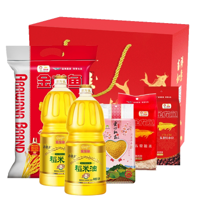 吉祥如意双一万组合A(3700g+3.6L)大米杂粮油6件套组合装
