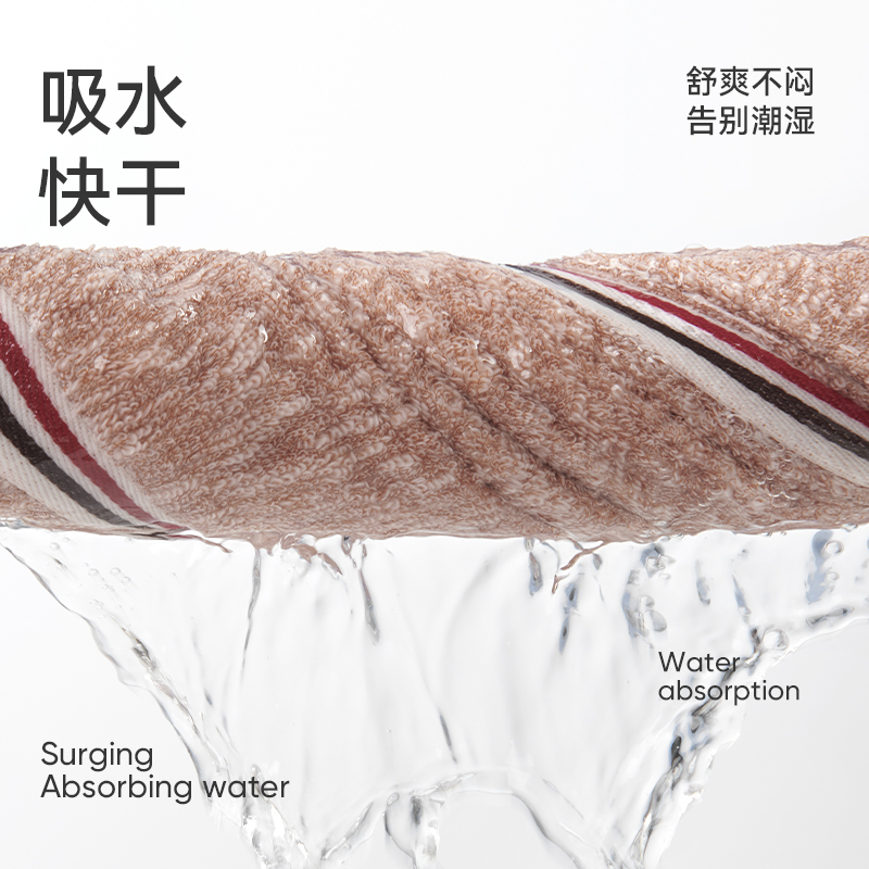 洁玉 铭玉竹棉加厚毛巾110g*2条袋装 DSJ4-035F+2 棕色+浅灰高清大图