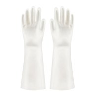 冰禹 SNll-03 加厚牛筋耐磨清洁工具 耐酸碱工业乳胶橡胶手套 劳保家务保洁洗车手套 38cm白色丁腈 S码(1双)