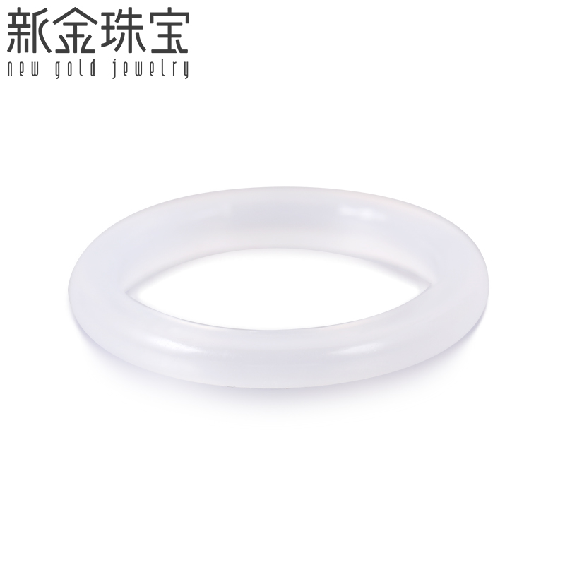 新金珠宝 白玉髓戒指女 情侣款指环素圈玉石扳指时尚简约汉服配饰1042