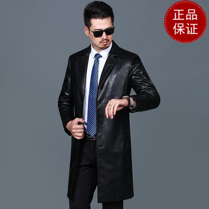 免费试穿 高档皮衣中长款风衣冬天穿加绒外套防水衣英伦风休闲皮大衣软皮料2024冬装新款外套潮海宁软皮夹克大码男装图片