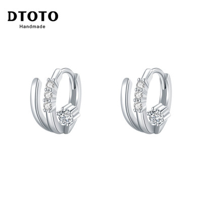 DTOTO S925银耳钉女纯银韩国耳环耳扣耳圈耳饰小耳垂适合显瘦