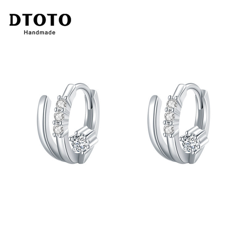 DTOTO S925银耳钉女纯银韩国耳环耳扣耳圈耳饰小耳垂适合显瘦
