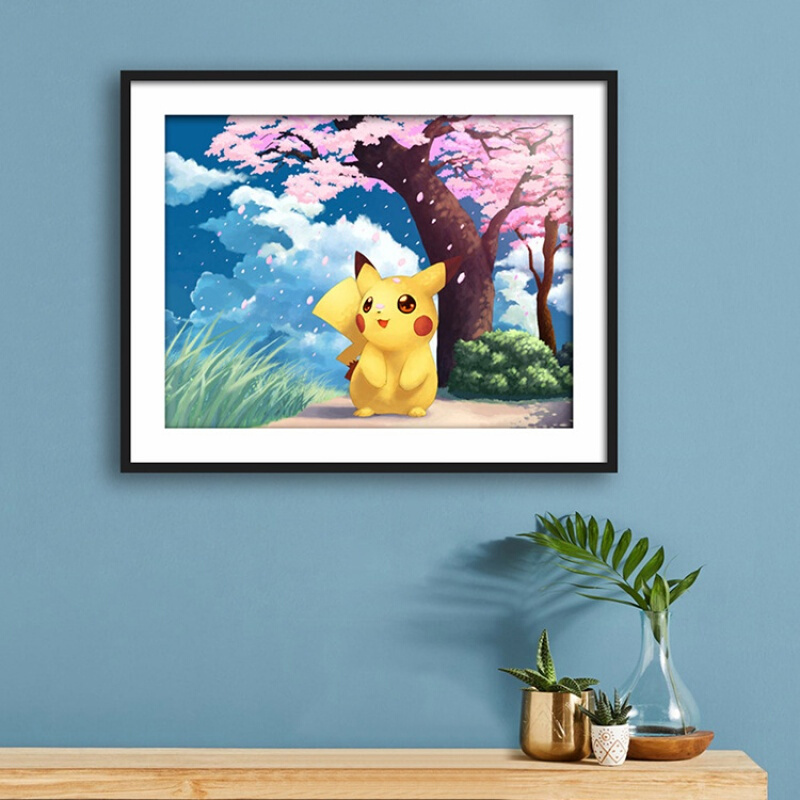 18新款钻石画满钻皮卡丘动漫卡通画儿童手工贴钻十字绣客厅卧室